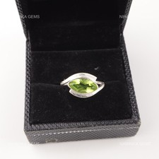 Peridot Stone Wife Valentines New Band Elegant August Birth Ring Sterling Silver