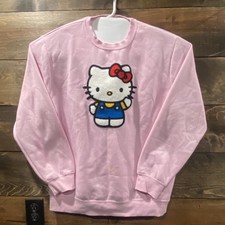 Hello Kitty Sanrio Pink Sweatshirt Oversized Fit Crew Neck Women Size Large