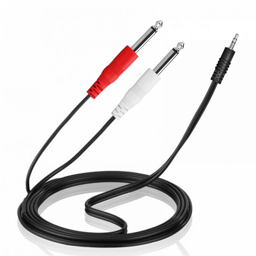 1.2m 3.5mm Stereo Jack to 2x 6.35mm Big Mono Jack Left/Right Cable Mixer Lead
