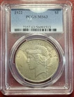 1922 $1 Peace Dollar. PCGS MS-63. Free Shipping