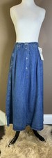 Vtg. Koret City Blues Denim Midi Skirt A Line Button Up Front Pockets NWT Sz 8