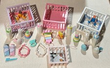 Vintage 35 pc BABY DOLL LOT Playpens, Duck Toy, Bottles, 2 babies FREE SHIPPING 