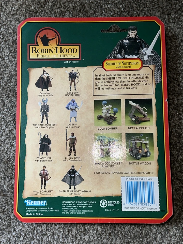 Figura de colección 1991 Robin Hood Príncipe de los Ladrones Sheriff de Nottingham 5 pulgadas nuevo en paquete Foto 4 de 4