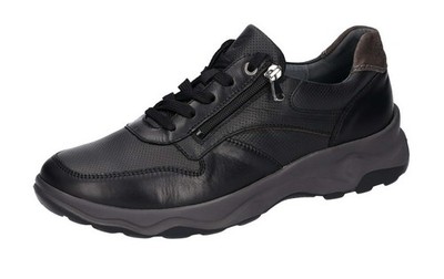 Waldläufer Halbschuh Max Schwarz Leder Schnürschuh Sneaker Einlagen Extraweit
