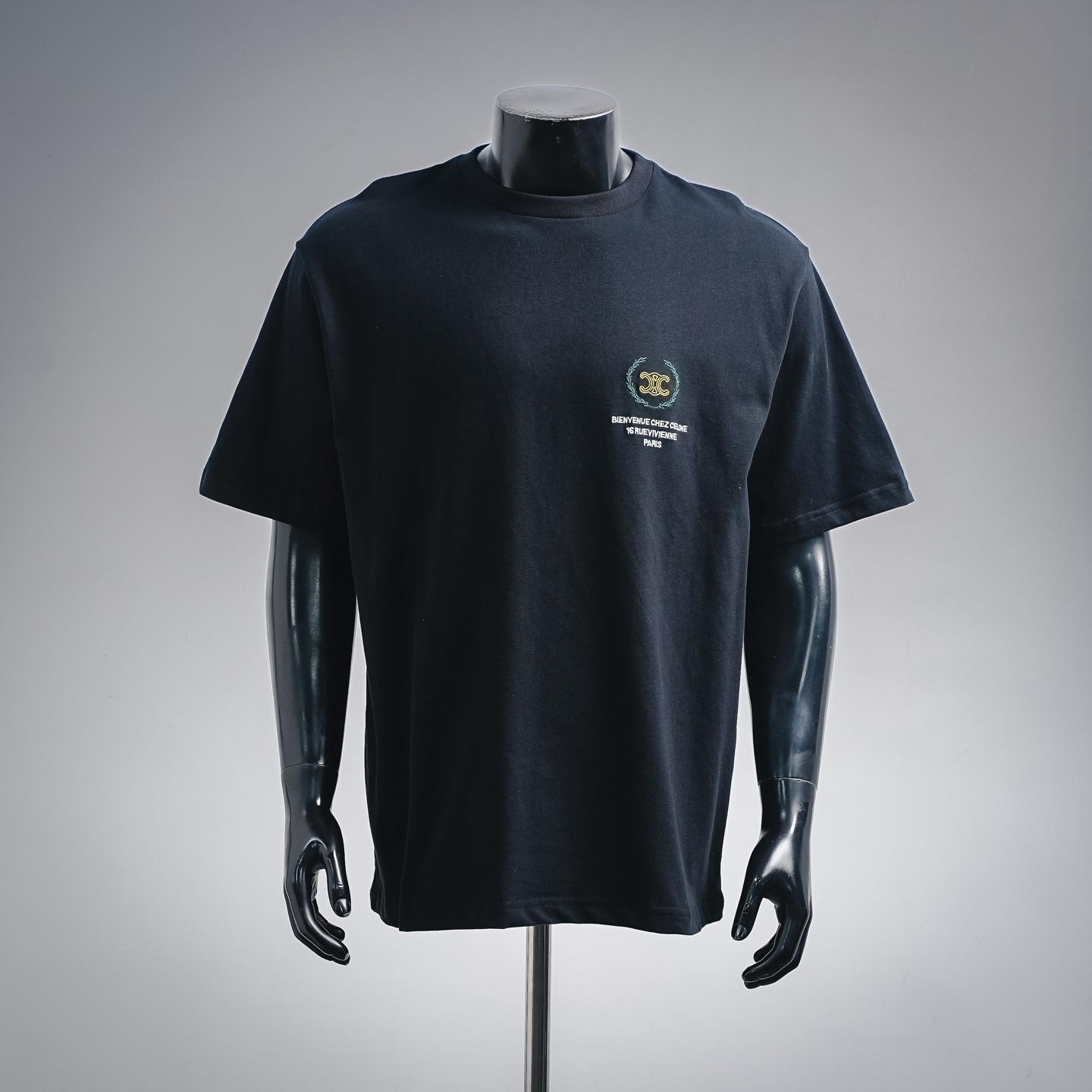 T-shirt Celine nera 100% cotone manica corta