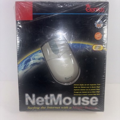 Vintage New In Box Genius NetMouse Wired Mouse Magic Button MD-6 Pin PS/2 Port