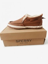 Kids Sperry Brown Leather Slip-On with Cream ...