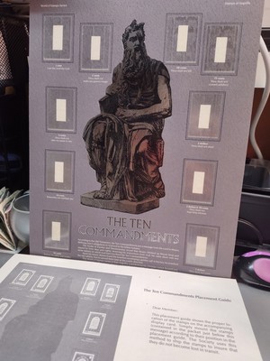 Vintage Ten Commandments Limited Edition Postage Stamp Display Piece 13'' x 10''