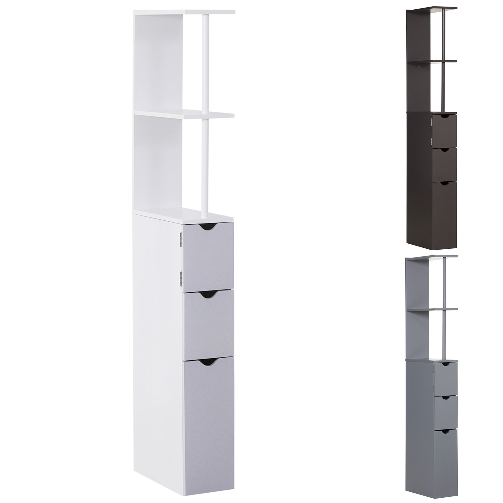 HOMCOM 54-Inch Tall Bathroom Storage Cabinet with Shelves and Drawers-image