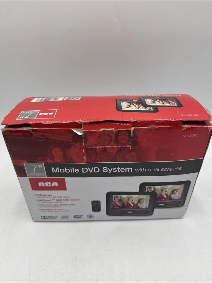 RCA DRC69702 7" Dual Screen Portable DVD Player 2 Screens Cord & Case Tested. - Image 3 of 4