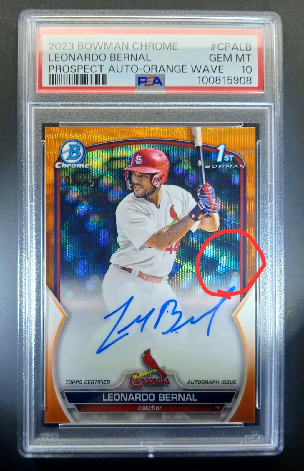 Leonardo Bernal Auto /25 PSA 10 2023 Bowman Chrome 1st Orange Wave Refractor  view 4