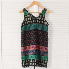 Staring at Stars Dress Size Small Black Floral Print Shift V-Neck Boho Patterned