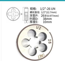 1Pcs HSS Right Hand Die 1/2"-26UN Dies Threading 1/2-26UN