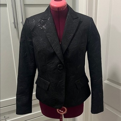 SCAPA LAUREN PERRE Metallic Black Textured Dress Blazer | Single Button | Size 8