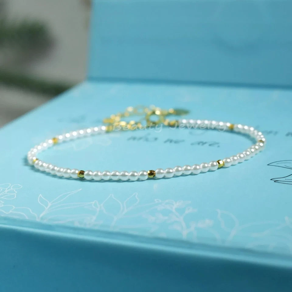 3 мм жемчуг драгоценных камней бисер исцеления Рейки изящный минималистский женщин браслет подарок - Изображение 3 из 4