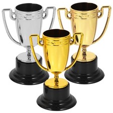 3pcs Gold Silver Bronze Plastic Trophies for Rewards and Prizes
