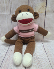 Dan Dee Collector's Choice Plush Knit Sock Monkey Stuffed Animal Brown Pink 18"