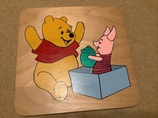 Vintage Disney Winnie The Pooh and Piglet Wooden Puzzle 10 Pc