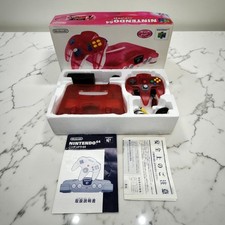 Nintendo 64 N64 NUS-S-TRWA Clear Red Controller W/Box Tested Working Used