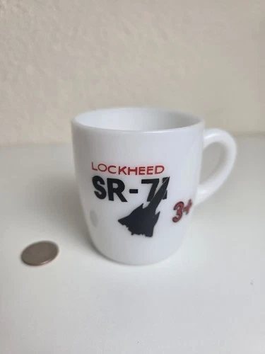 Vintage Lockheed Aircraft SR-71 Coffee Mug Cup Milk Glass MAJOR CAPPER