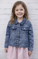 TU Girls Mid Blue Denim Jacket with Lace Edge Collar New