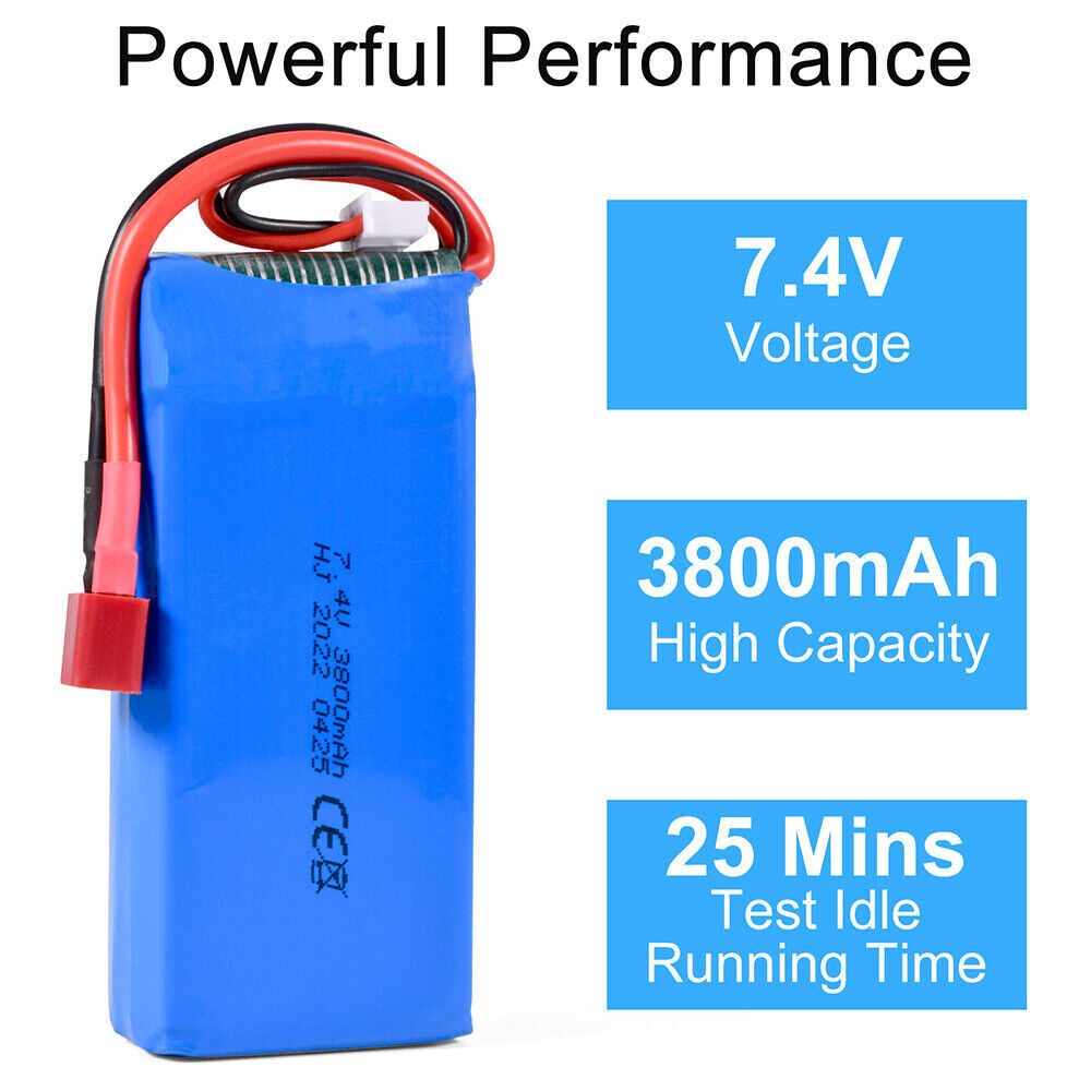 7,4 V 3800 mAh Lithium Batterie Kompatibel mit Wltoys Car RC Auto Akku 