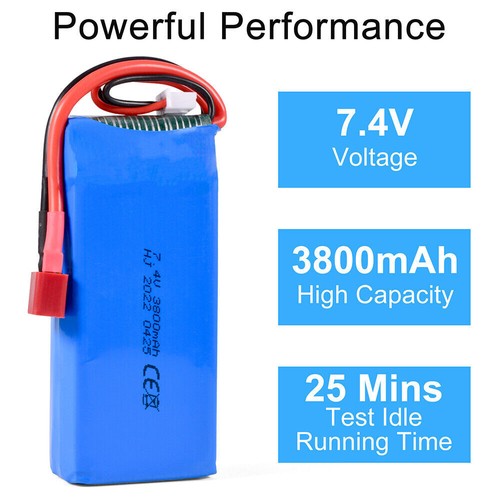 2 Stück 7,4V Batterie 3800mAh Lipo Akku T Stecker für WLtoys 1/14 144001 RC Auto - Bild 6 von 10