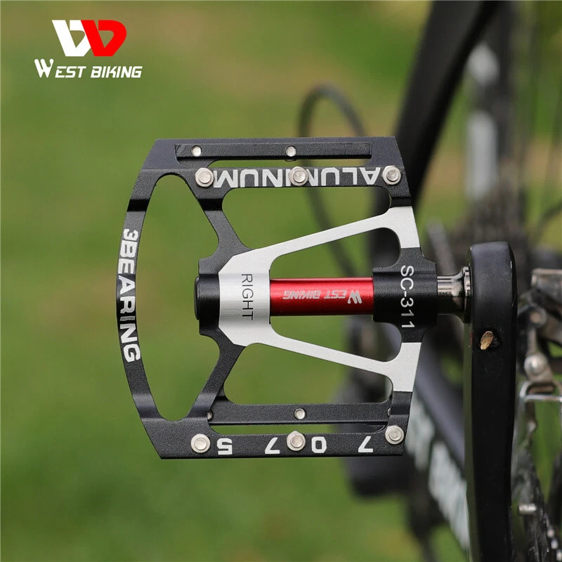 Pedales de bicicleta WEST BIKING 3 rodamientos sellados aluminio MTB bicicleta de carretera pedal 9/16 pulgadas Foto 2 de 4