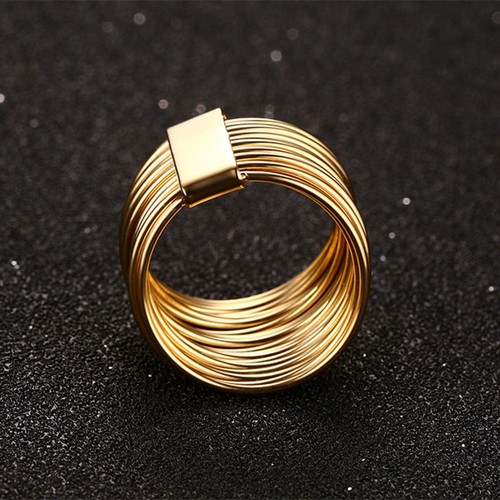 Women's Wedding Party 18K Gold Plating Stainless Steel Engagement Ring Size 5-9 - Picture 6 of 9