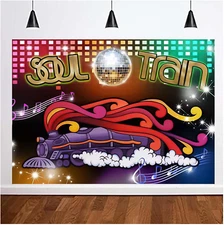 XLL 70'S and 80'S Soul Train Neon Glow Theme Photo Background 7X5Ft Singing Old