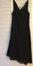 Classic Black Dress Scalloped Asymmetrical Hem Line Little Blk Dress