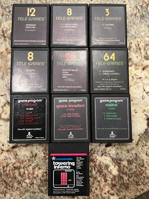 LOT OF 10 LOOSE SEARS ATARI 2600 TELE-GAMES VIDEO GAME CARTRIDGES UNTESTED VTG