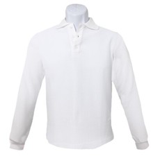 Ibiley Polo Shirt Unisex White Long Sleeve School Uniform Size YS