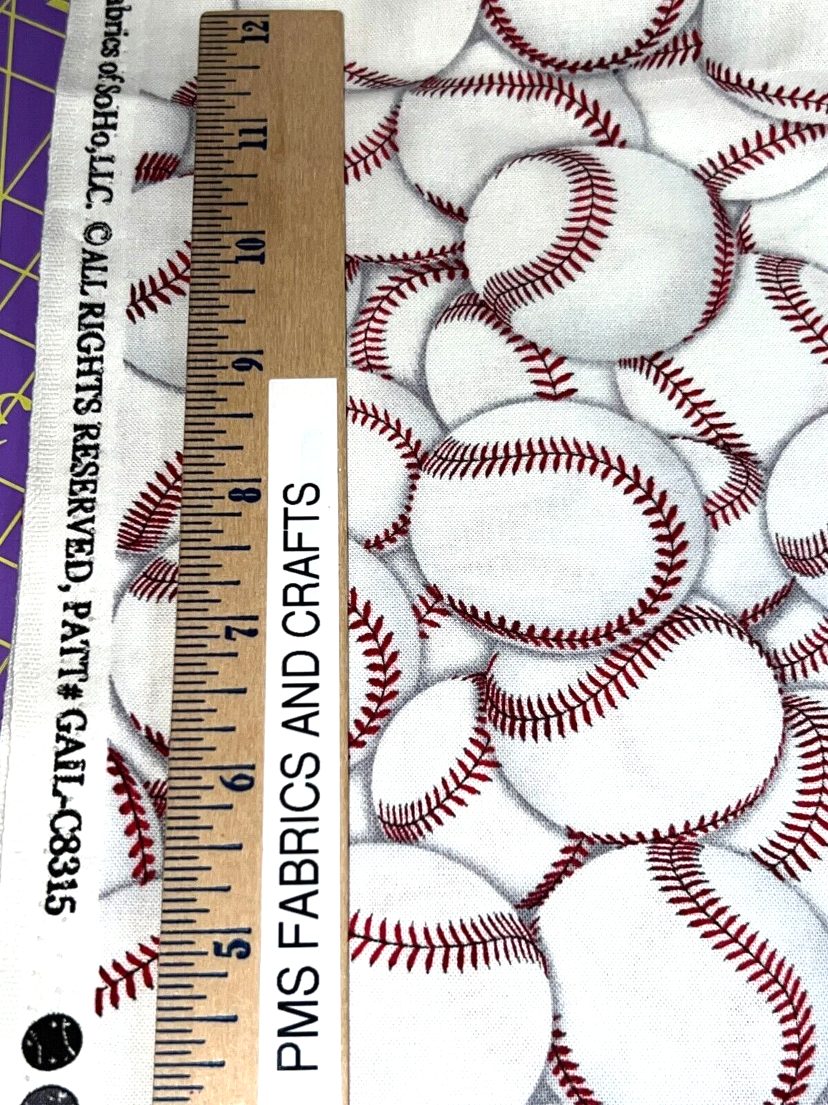 TT Baseball fabric by the yard 100% cotton 36x44 C8315 for sports decor