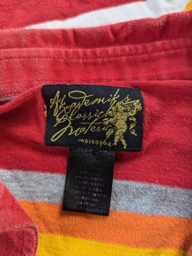 Akademiks Polo Shirt Mens XL Red Yellow Striped Cotton Rugby Big Logo - Picture 11 of 11