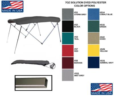 7.6oz BOAT BIMINI TOP SQUARE TUBE BLUE WAVE SILVERWAVE 250 ISLAND CL 2014