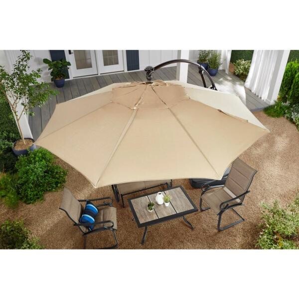 Outdoor 11 Foot Rectangular Aluminum Solar Patio Umbrella In Chocolate Finish For Sale Online Ebay