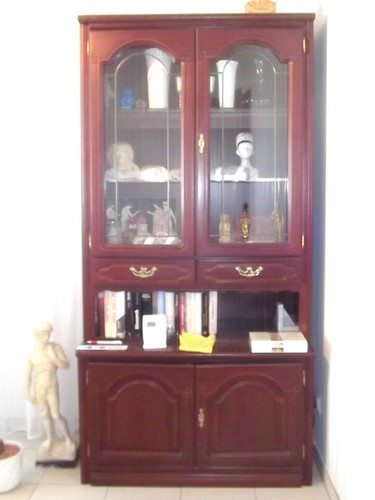 Glas Vitrinenschrank Schubladen Mahagoni 2 tlg - Bild 1 von 4