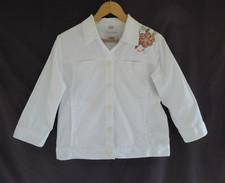 Erin London White/floral Embroid 3/4 Sleeve Jacket Size 14 Label M