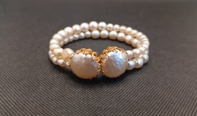 Miriam Haskell Faux Baroque Pearl Bracelet Signed