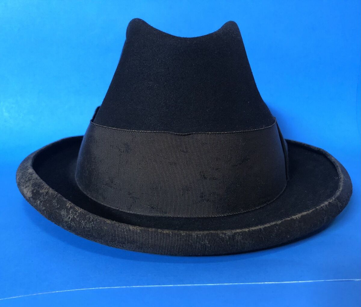 Vintage Stetson 3X Black Fedora Hat w/ Kettle Curl Ribbon Vintage Stetson 3X Black Fedora Hat w/ Kettle Curl Ribbon