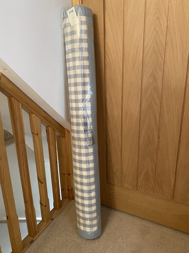 Laura Ashley Gingham Delphinium Blue & White COTTON Edged Rug eBay