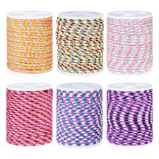 6 Rolls Handmade Macrame Cotton Rope 4-Ply Polycotton Cord Metallic Cord 1.5mm