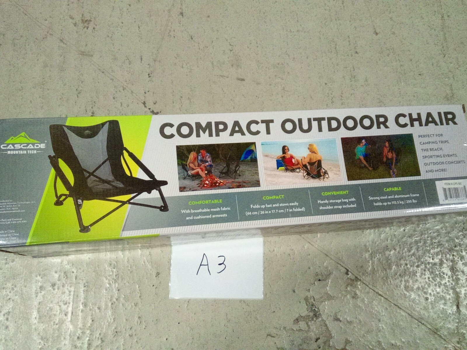 cascade mountain tech compact low profile outdoor folding camp chair with carry case