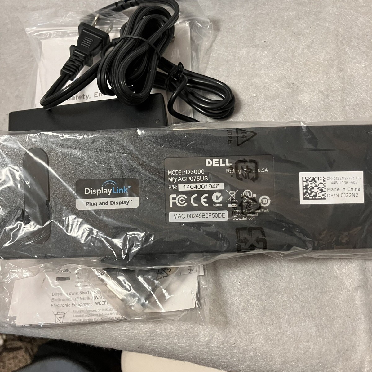 Dell D3000 SuperSpeed USB 3.0 Docking Station Genuine OEM | eBay