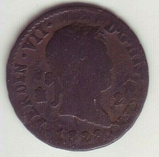 Espagne Devise Fernando VII - 2 Maravedis - Année 1818 - Segovia - Copper