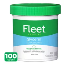 NEW Fleet Laxative Glycerin Suppositories Adult , 100 Count FREE SHIPPING USA