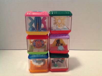 Lot of 6 Fisher Price Peek A Boo Blocks Cubes Sensory Toys Baby Play Fun - D