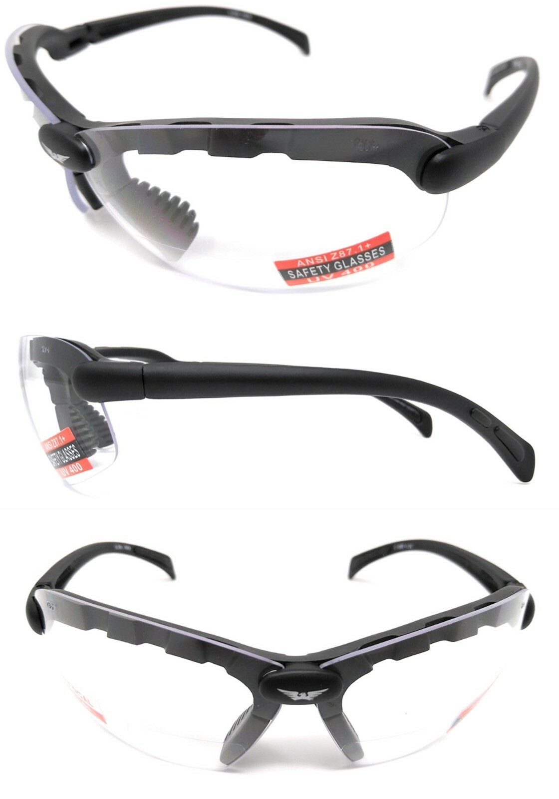 CLEAR BIFOCAL SAFETY GLASSES +1.0 for Cycling Golf Fishing Sports Reading & DIY