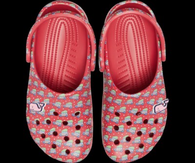 Crocs Unisex Classic Vineyard Vines Holiday Clog White/Red  display picture 2